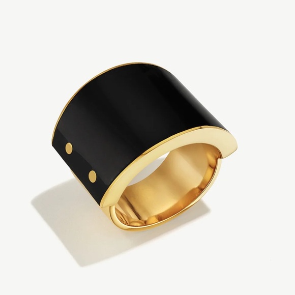 SOKO Sana Black Horn Brass Band Ring 6 7 - Picture 1 of 7
